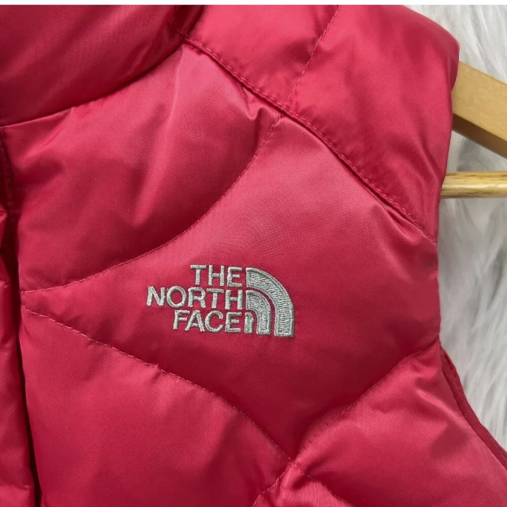 The North Face Bright Pink Vest 550 Goose Down Full Zip Insulated Quilted Winter - Picture 8 of 16